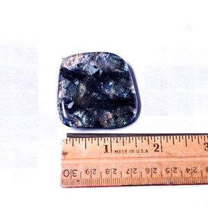 New - Large purple and silver Dichroic glass button by Nancy Geddes